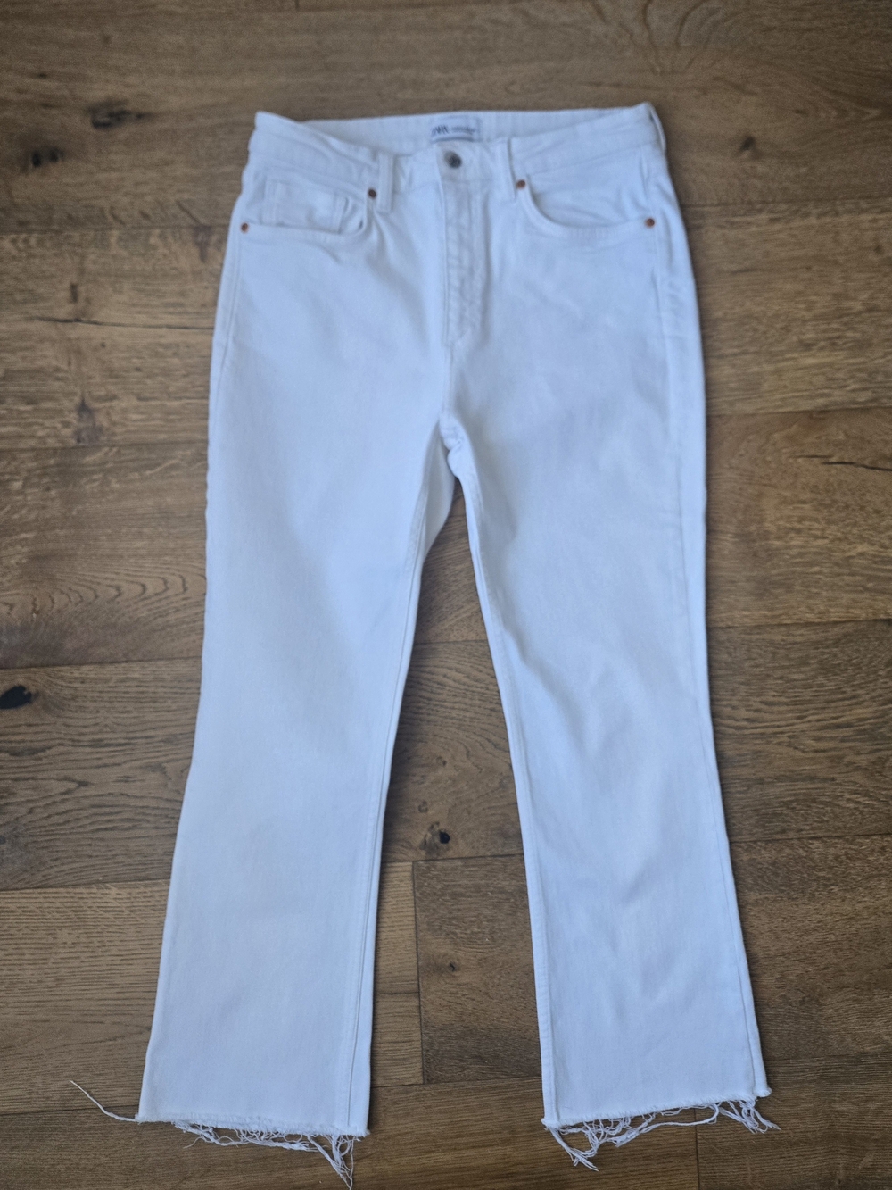 Worn Once Zara White Straight-Leg High-Rise Jeans